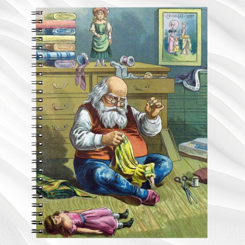 Vintage Christmas Santa Claus Making Toy Dolls Notebook