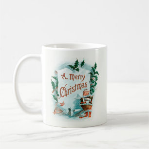 Vintage Christmas Santa Claus Merry Greeting Coffee Mug