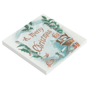Vintage Christmas Santa Claus Merry Greeting Gallery Wrap