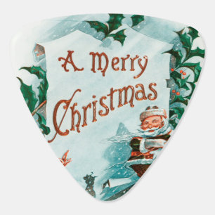 Vintage Christmas Santa Claus Merry Greeting Guitar Pick