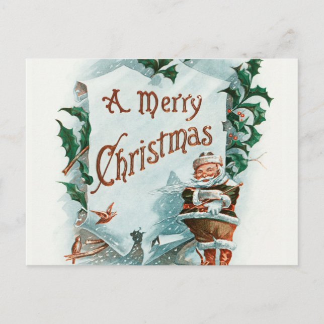 Vintage Christmas Santa Claus Merry Greeting Postcard (Front)