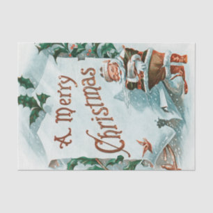 Vintage Christmas Santa Claus Merry Greeting Tissue Paper