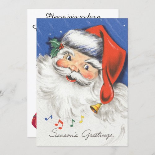 Vintage Christmas Santa Claus Music Invitation