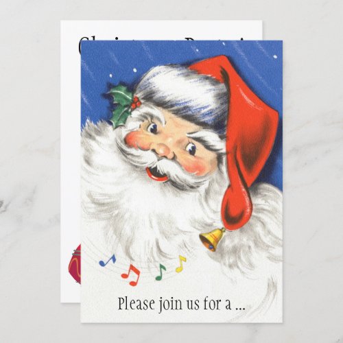 Vintage Christmas Santa Claus Music Invitation