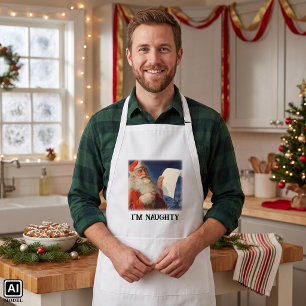 Vintage Christmas, Santa Claus Naughty Nice List Adult Apron