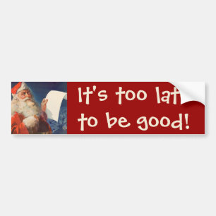 Vintage Christmas, Santa Claus Naughty Nice List Bumper Sticker