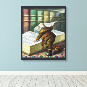 Vintage Christmas, Santa Claus Naughty Nice List Canvas Print