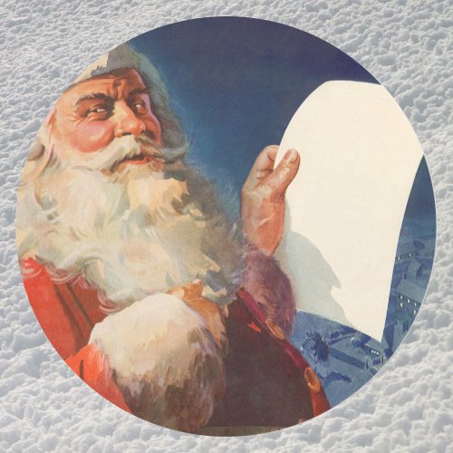 Vintage Christmas Santa Claus Naughty Nice List Classic Round Sticker