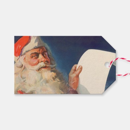 Vintage Christmas Santa Claus Naughty Nice List Gift Tags