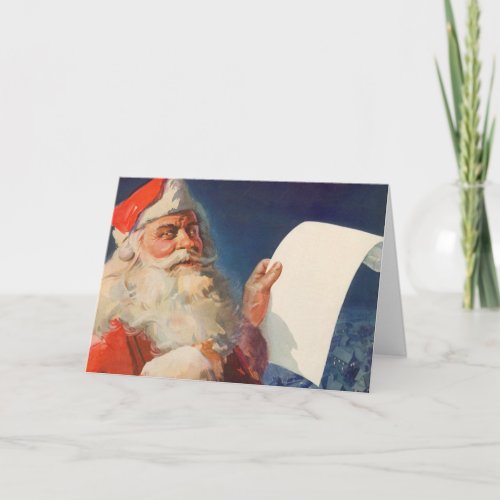 Vintage Christmas Santa Claus Naughty Nice List Holiday Card