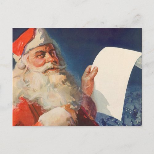 Vintage Christmas Santa Claus Naughty Nice List Holiday Postcard