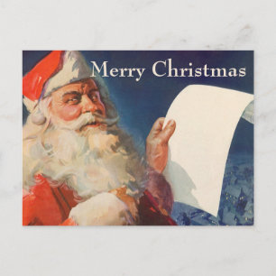 Vintage Christmas, Santa Claus Naughty Nice List Holiday Postcard