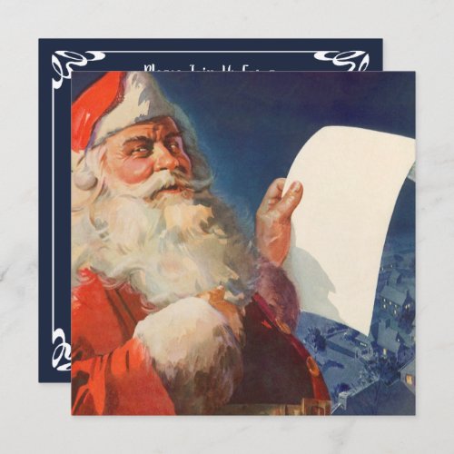 Vintage Christmas Santa Claus Naughty Nice List Invitation
