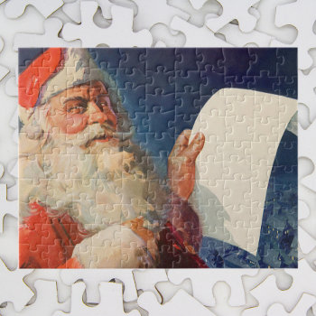 Vintage Christmas  Santa Claus Naughty Nice List Jigsaw Puzzle by ChristmasCafe at Zazzle