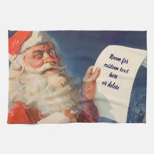 Vintage Christmas Santa Claus Naughty Nice List Kitchen Towel