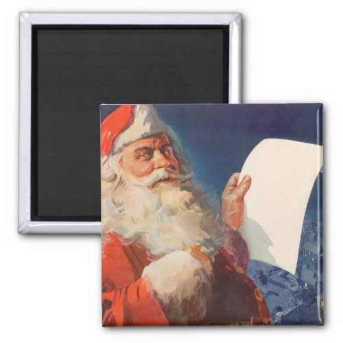 Vintage Christmas Santa Claus Naughty Nice List Magnet