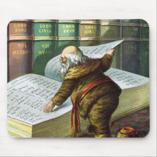 Vintage Christmas, Santa Claus Naughty Nice List Mouse Pad