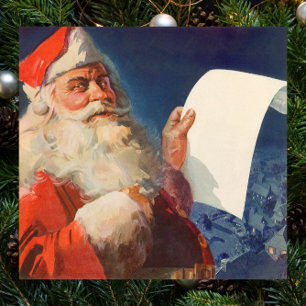 Vintage Christmas, Santa Claus Naughty Nice List Poster