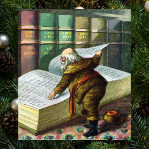 Vintage Christmas, Santa Claus Naughty Nice List Poster