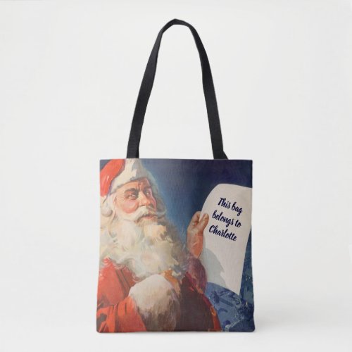 Vintage Christmas Santa Claus Naughty Nice List Tote Bag