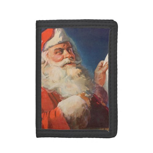 Vintage Christmas Santa Claus Naughty Nice List Tri_fold Wallet