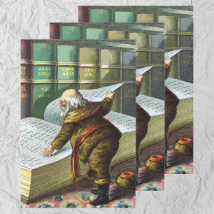 Vintage Christmas, Santa Claus Naughty Nice List Wrapping Paper Sheets