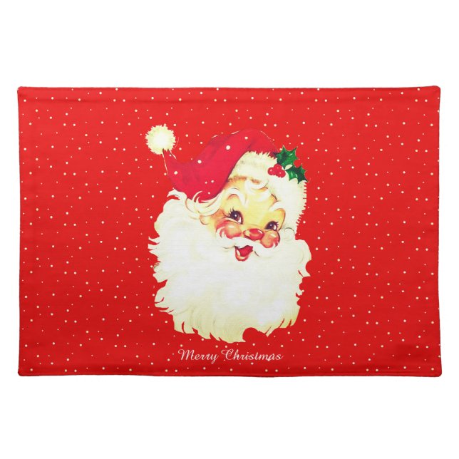 Vintage Christmas Santa Claus on Red Cloth Placemat (Front)