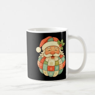 Vintage Christmas Santa Claus Patchwork Art Face Coffee Mug