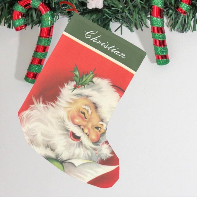 Vintage Christmas Santa Claus Personalized Small Christmas Stocking (Creator Uploaded)