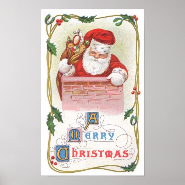 Vintage Christmas Santa Claus Poster (Front)