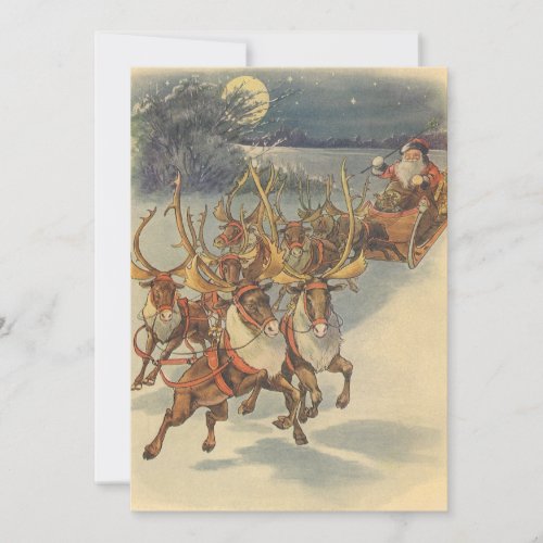 Vintage Christmas Santa Claus Reindeer Invitation