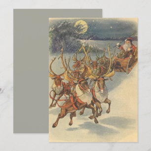Vintage Christmas Santa Claus Reindeer Invitation