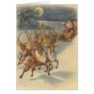 Vintage Christmas Santa Claus Reindeer Sleigh Toys Cards