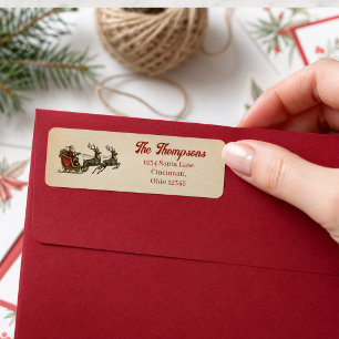 Vintage Christmas Santa Claus Return Address Label
