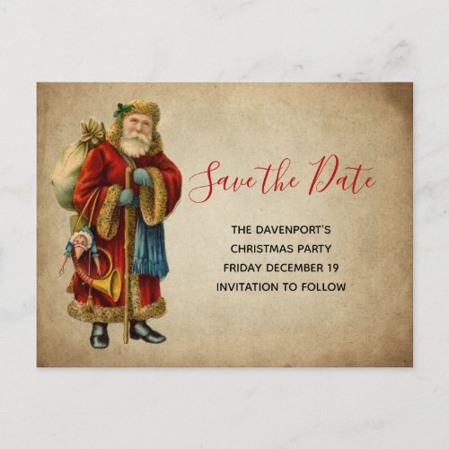 Vintage Christmas Santa Claus Save the Date Invitation Postcard