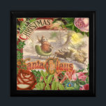 Vintage Christmas Santa Claus Sleigh Jewelry Box<br><div class="desc">A vintage santa from the 1800s is waving hello.</div>