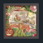 Vintage Christmas Santa Claus Sleigh Keepsake Box<br><div class="desc">A vintage santa from the 1800s is waving hello.</div>