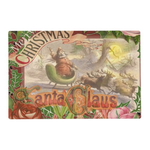 Vintage Christmas Santa Claus Sleigh Placemat