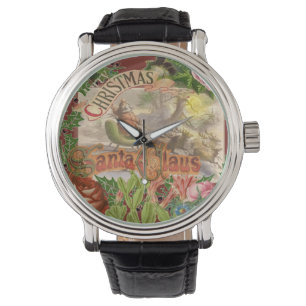 Vintage Christmas Santa Claus Sleigh Watch