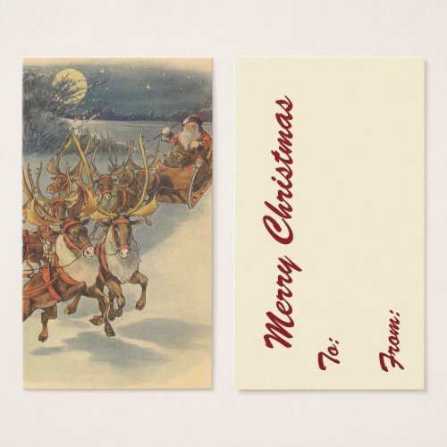 Vintage Christmas Santa Claus Reindeer Sleigh Toys Business Cards