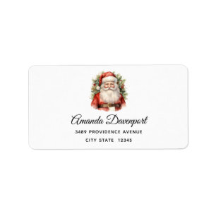 Vintage Christmas Santa Claus Smiling Address Label