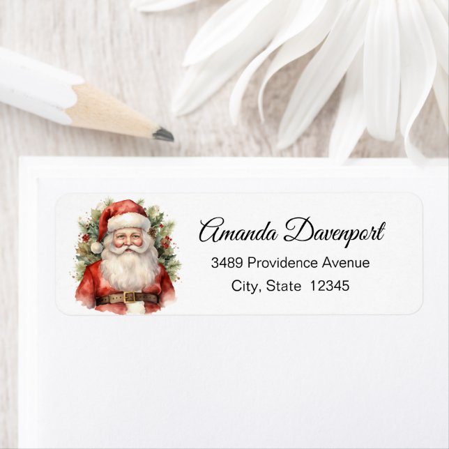 Vintage Christmas Santa Claus Smiling Address Label (Insitu)