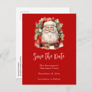 Vintage Christmas Santa Claus Smiling Announcement Postcard