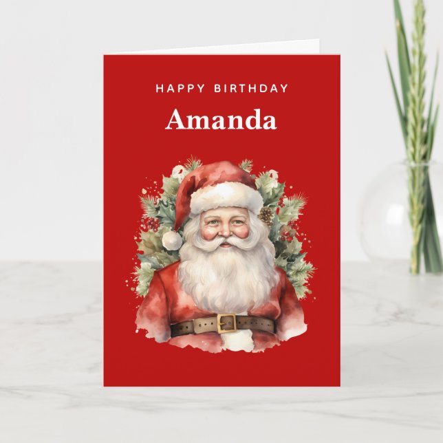 Vintage Christmas Santa Claus Smiling Birthday Card (Front)