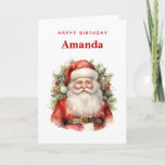 Vintage Christmas Santa Claus Smiling Birthday Card
