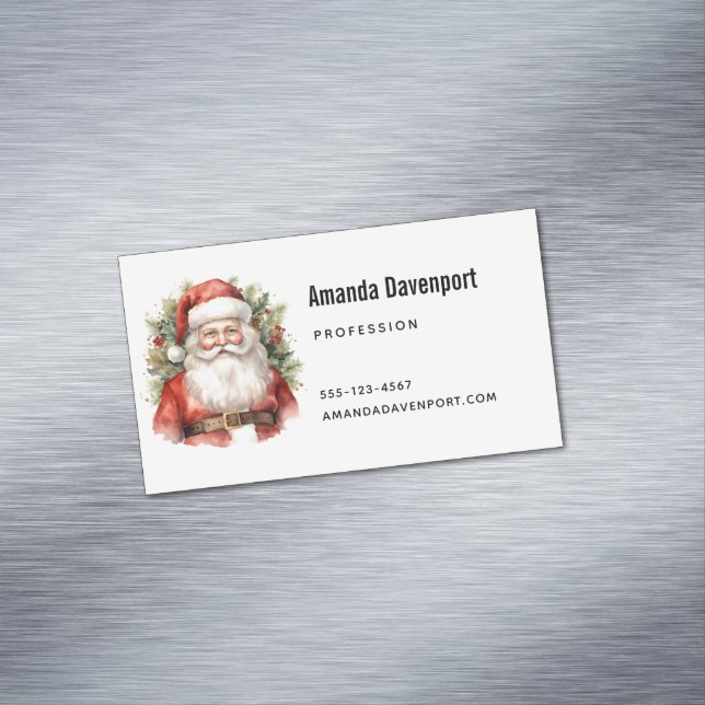 Vintage Christmas Santa Claus Smiling Business Card Magnet (In Situ)