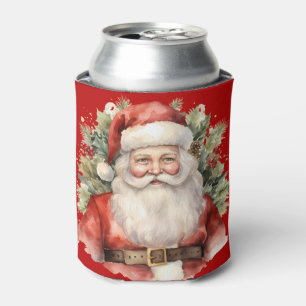 Vintage Christmas Santa Claus Smiling Can Cooler