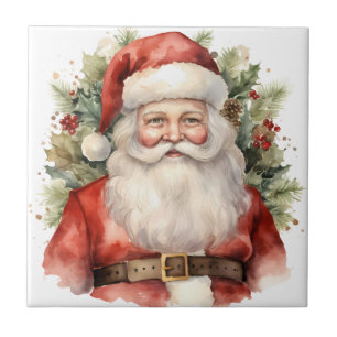 Vintage Christmas Santa Claus Smiling Ceramic Tile