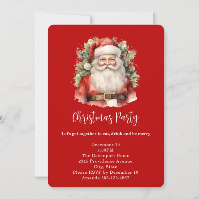 Vintage Christmas Santa Claus Smiling Christmas Invitation (Front)