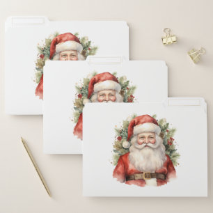 Vintage Christmas Santa Claus Smiling File Folder